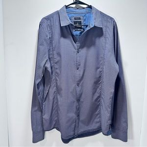 Prana Shirt Men’s Large Slim Fit Button Up‎ Long Sleeve Organic Cotton Blue